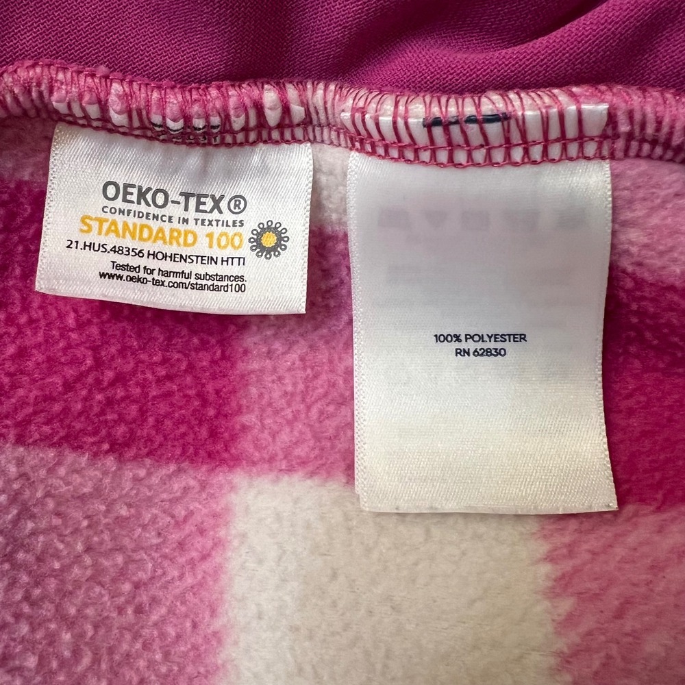 Lands' End Pink White Buffalo Check Coastal Preppy Fleece Pullover Size 2X - Picture 8 of 8